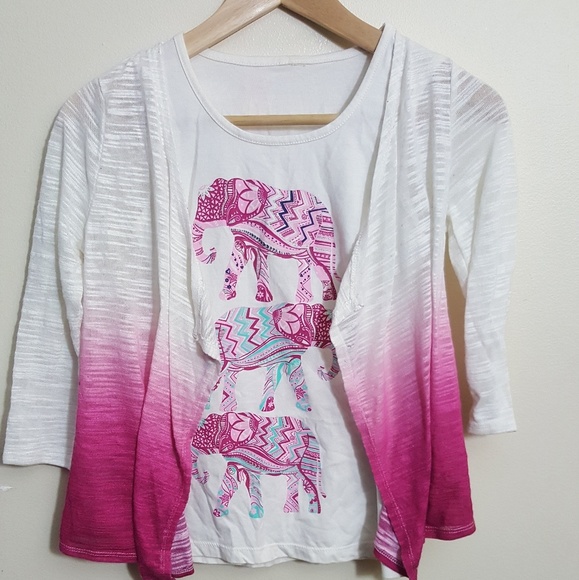 Elephants Cardigan and Tank Set (Girls 10-12) - Picture 1 of 5